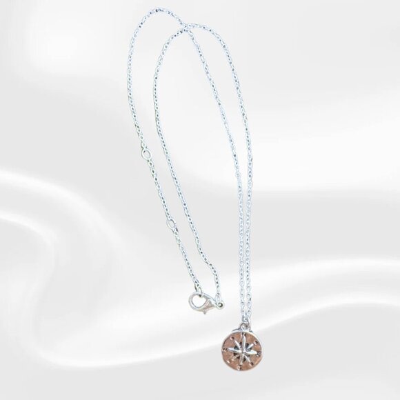 Silver Compass Star Pendant Necklace – Dainty Chain Celestial Jewelry - Picture 2 of 4